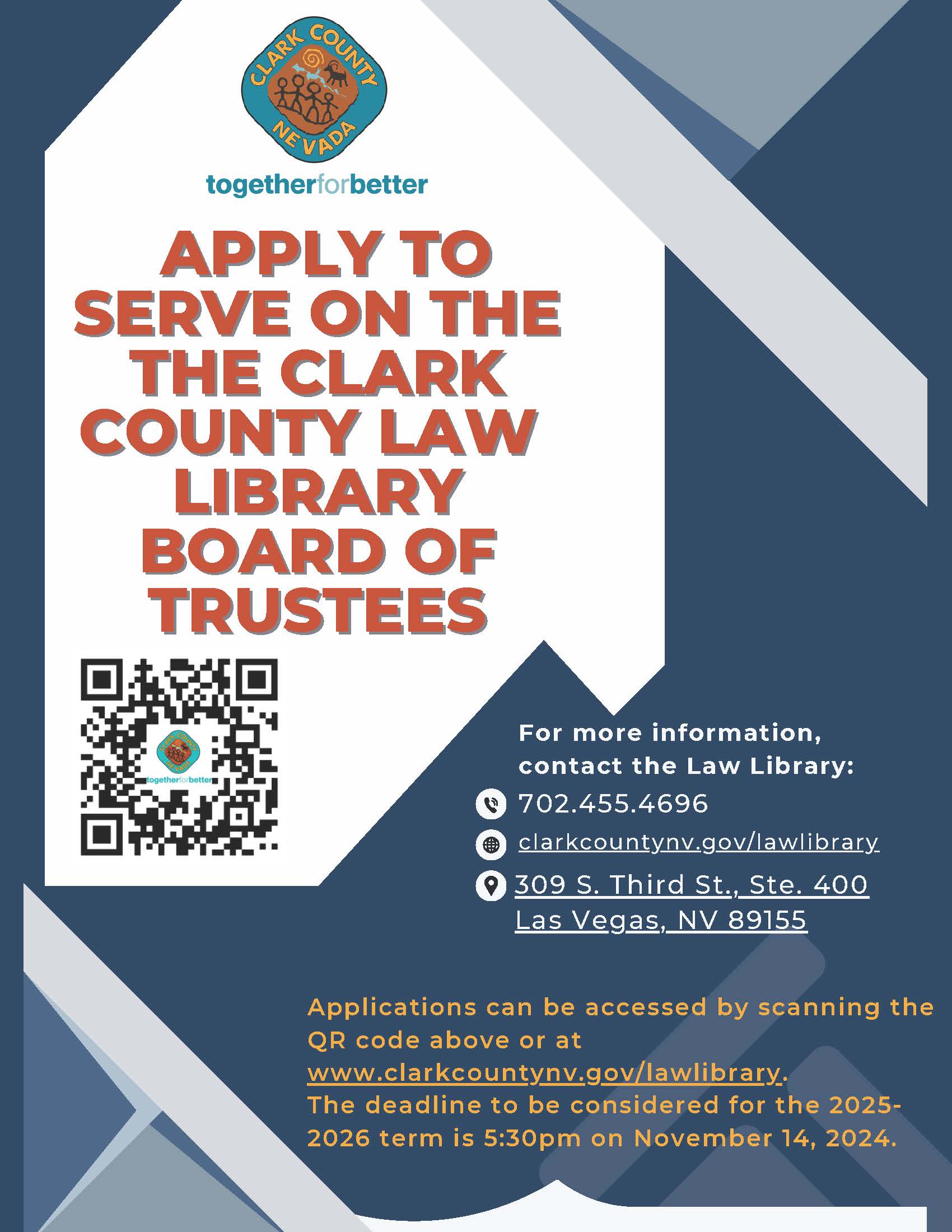 Law Library Board of Trustees Application 2024 flyer